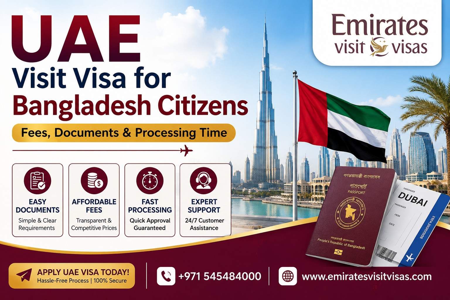 UAE Visit Visa for Bangladesh Citizens – Fees, Documents & Processing Time